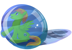 Size: 3492x2432 | Tagged: safe, artist:kinipharian, derpibooru import, oc, oc only, pegasus, pony, bubble, male, pegasus oc, simple background, solo, stallion, transparent background, trapped, wings