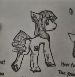 Size: 2566x2616 | Tagged: safe, derpibooru import, oc, oc only, oc:hoof cushion, earth pony, pony, black and white, butt, cutie mark, grayscale, monochrome, photo, plot, traditional art