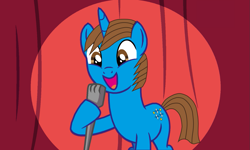 Size: 1155x692 | Tagged: safe, artist:ncolque, derpibooru import, screencap, oc, oc:sharp stars, pony, unicorn, microphone, singing, stage