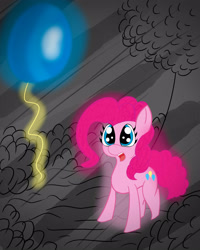 Size: 2000x2500 | Tagged: safe, artist:mareijuana, derpibooru import, pinkie pie, earth pony, pony, balloon, simple background, solo, that pony sure does love balloons
