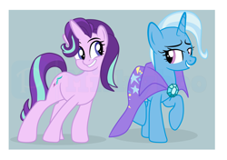 Size: 7280x5112 | Tagged: safe, artist:milkyboo898, derpibooru import, starlight, starlight glimmer, trixie, pony, unicorn, cute, female, lesbian, shipping, startrix