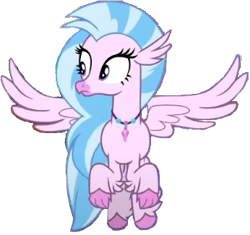 Size: 346x325 | Tagged: safe, derpibooru import, edit, edited screencap, screencap, silverstream, hippogriff, pony, what lies beneath, background removed, female, flying, mare, pink skin, png, simple background, solo, transparent background