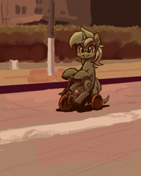 Size: 347x433 | Tagged: safe, artist:plunger, derpibooru import, lyra heartstrings, pony, unicorn, drawthread, female, mare, ponified, ponified animal photo, requested art, solo, tricycle