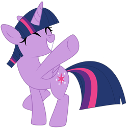 Size: 2819x2836 | Tagged: safe, artist:mint-light, artist:twilyisbestpone, derpibooru import, twilight sparkle, twilight sparkle (alicorn), alicorn, pony, adorkable, base used, cute, dancing, dork, eyes closed, female, happy, mare, raised hoof, raised leg, simple background, smiling, solo, transparent background, twiabetes