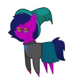 Size: 6000x6000 | Tagged: safe, artist:freestadiumtix, derpibooru import, oc, oc only, oc:emilia, earth pony, pony, clothes, female, glasses, hat, hoodie, mare, pointy ponies, simple background, skirt, solo, transparent background