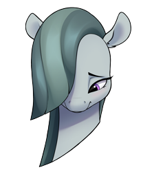 Size: 2533x2828 | Tagged: safe, artist:aquaticvibes, derpibooru import, marble pie, earth pony, pony, blushing, bust, female, hair over one eye, high res, looking down, mare, portrait, simple background, solo, transparent background