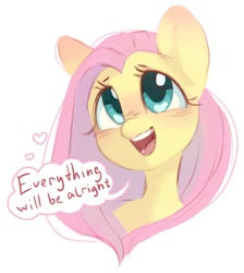 Size: 890x993 | Tagged: safe, artist:melodylibris, derpibooru import, fluttershy, pegasus, pony, blushing, bust, cute, daaaaaaaaaaaw, ear blush, female, heart, mare, open mouth, positive ponies, shyabetes, simple background, solo, speech bubble, talking to viewer, white background