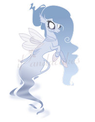 Size: 1600x2054 | Tagged: safe, artist:ipandacakes, derpibooru import, oc, ghost, ghost pony, hybrid, original species, seapony (g4), auction open, base used, clothes, dorsal fin, fin wings, fins, fish tail, flowing mane, flowing tail, see-through, simple background, smiling, solo, tail, transparent background, wings