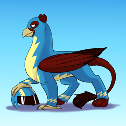 Size: 1000x1000 | Tagged: safe, artist:foxenawolf, derpibooru import, oc, oc only, griffon, fanfic:cosmic lotus, clothes, fanfic art, helmet, male, solo, uniform, wonderbolts uniform