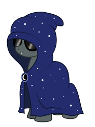 Size: 2200x2934 | Tagged: safe, artist:aleximusprime, derpibooru import, oc, oc only, flurry heart's story, cloak, cloaked, clothes, cultist, fangs, female, hood, moon, my little sister is a dragon, mystery, simple background, solo, stars, sunglasses, teaser, teeth, transparent background