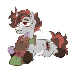 Size: 1024x1024 | Tagged: safe, artist:lynesssan, derpibooru import, oc, oc only, oc:dragon trail, pony, unicorn, clothes, deviantart watermark, male, obtrusive watermark, scarf, simple background, solo, stallion, striped scarf, transparent background, watermark