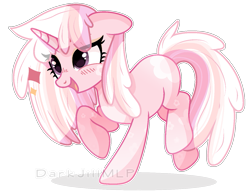 Size: 1347x1044 | Tagged: safe, artist:darkjillmlp123, derpibooru import, oc, oc only, pony, unicorn, blushing, female, horn, mare, open mouth, open smile, shadow, signature, simple background, smiling, solo, transparent background, unicorn oc, unnamed oc