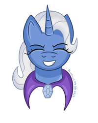 Size: 720x900 | Tagged: safe, artist:friedrich911, derpibooru import, trixie, unicorn, eyes closed, female, grin, mare, simple background, smiling, solo, white background