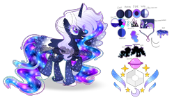 Size: 7024x4040 | Tagged: safe, artist:arctusthegoddess, artist:taxidermied-bases, derpibooru import, alicorn, art, base used, bio, deity, digital art, galaxy hair, goddess, ms paint, paint tool sai, reference sheet, simple background, transparent background