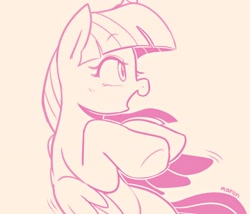 Size: 2800x2400 | Tagged: safe, artist:maren, derpibooru import, twilight sparkle, twilight sparkle (alicorn), alicorn, pony, doodle, female, high res, hooves to the chest, mare, monochrome, open mouth, profile, simple background