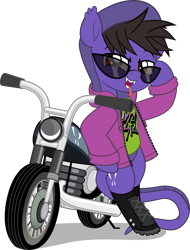 Size: 3791x5000 | Tagged: safe, artist:jhayarr23, derpibooru import, original species, pony, snake, snake pony, bipedal, boots, clothes, cobra starship, commission, fangs, forked tongue, gabe saporta, hoodie, male, motorcycle, ponified, scales, shoes, simple background, snake tail, solo, tail, transparent background, ych result