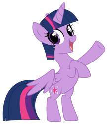 Size: 2221x2573 | Tagged: safe, artist:mint-light, artist:twilyisbestpone, derpibooru import, twilight sparkle, twilight sparkle (alicorn), alicorn, pony, base used, bipedal, cute, female, hooves up, mare, open mouth, open smile, simple background, smiling, solo, transparent background, twiabetes, wings