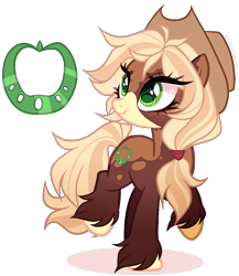 Size: 1016x1171 | Tagged: safe, artist:gihhbloonde, derpibooru import, earth pony, pony, female, hat, mare, offspring, parent:applejack, parent:trouble shoes, parents:troublejack, simple background, solo, transparent background