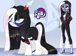 Size: 1280x939 | Tagged: safe, artist:emperor-anri, derpibooru import, oc, oc only, earth pony, pony, equestria girls, bedroom eyes, boots, clothes, coat markings, earth pony oc, equestria girls-ified, feather, female, frown, high heel boots, makeup, mare, shoes, smiling, smirk, socks (coat marking), tattoo, zoom layer