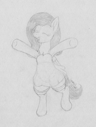Size: 2425x3192 | Tagged: safe, artist:wapamario63, fluttershy, pegasus, pony, bipedal, chest fluff, clothes, cute, dress, eyes closed, female, happy, mare, monochrome, open mouth, shyabetes, sketch, socks, solo, traditional art