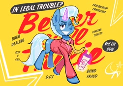 Size: 2694x1881 | Tagged: safe, artist:another_pony, derpibooru import, trixie, pony, unicorn, better call saul, clothes, grin, jacket, looking at you, magic, necktie, one eye closed, parody, saul goodman, smiling, telekinesis, wink, winking at you