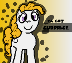 Size: 431x380 | Tagged: safe, artist:pokehidden, derpibooru import, edit, surprise, pegasus, pony, g1, g4, banned from equestria daily, female, g1 to g4, generation leap, mare, smiling, splash art, text, wings, ya got