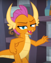 Size: 516x625 | Tagged: safe, derpibooru import, screencap, smolder, dragon, molt down, season 8, spoiler:s08, cropped, dragoness, female, looking at you, solo