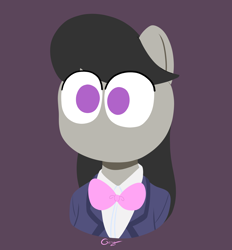 Size: 4598x4961 | Tagged: safe, artist:realgero, derpibooru import, octavia melody, anthro, earth pony, bowtie, bust, clothes, eye clipping through hair, komi can't communicate, komi-san, no mouth, no nose, no nostrils, no pupils, purple background, school uniform, shirt, shouko komi, simple background, solo