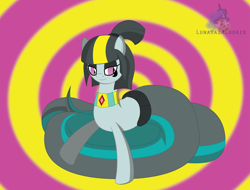 Size: 5935x4517 | Tagged: safe, artist:lunahazacookie, derpibooru import, princess luna, oc, lamia, original species, pony, abstract background, smiling