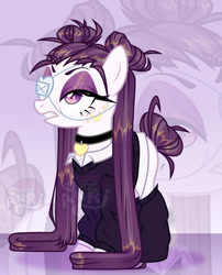 Size: 1280x1584 | Tagged: safe, artist:emperor-anri, derpibooru import, oc, oc only, pony, choker, clothes, eyepatch, female, makeup, mare, zoom layer