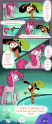 Size: 1280x3059 | Tagged: safe, artist:ema0rsully, derpibooru import, pinkie pie, alien, earth pony, pony, comic:comic crossover, comic, comic strip, crossover, hat, mirror pool, wander (wander over yonder), wander over yonder