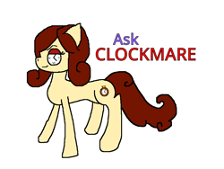 Size: 960x720 | Tagged: safe, artist:wonderwolf51, derpibooru import, oc, oc only, oc:clockmare, earth pony, series:ask clockmare, ask, simple background, solo, white background