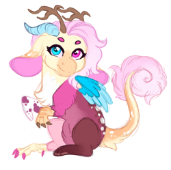 Size: 1024x1020 | Tagged: safe, artist:azure-art-wave, derpibooru import, oc, oc:persephone, draconequus, chibi, female, heterochromia, simple background, solo, transparent background