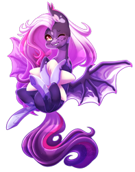 Size: 1500x1900 | Tagged: safe, artist:purplegrim40, derpibooru import, oc, oc only, oc:wednesday, bat pony, pony, female, mare, plushie, simple background, solo, star plushie, stars, transparent background, weekday ponies