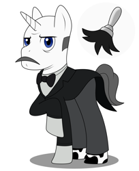 Size: 2160x2650 | Tagged: safe, artist:metal-jacket444, derpibooru import, pony, unicorn, alfred pennyworth, batman, bowtie, clothes, cutie mark, dc comics, duster, facial hair, moustache, ponified, shirt, simple background, solo, spats, tailcoat, white background