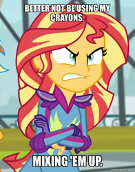 Size: 800x1020 | Tagged: safe, derpibooru import, edit, edited screencap, screencap, sunset shimmer, equestria girls, friendship games, caption, family guy, image macro, text