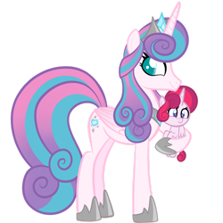 Size: 1280x1280 | Tagged: safe, artist:chelseawest, derpibooru import, princess flurry heart, oc, oc:rose heart, alicorn, pony, alicorn oc, baby, baby pony, horn, offspring, older, simple background, transparent background, wings