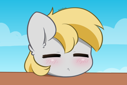 Size: 5467x3682 | Tagged: safe, artist:kittyrosie, derpibooru import, derpy hooves, pegasus, pony, absurd resolution, blushing, cloud, cute, derpabetes, eyes closed, female, mare, sky, sleeping, solo