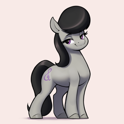 Size: 3004x3005 | Tagged: safe, artist:aquaticvibes, derpibooru import, octavia melody, earth pony, pony, beige background, female, mare, side view, simple background, smiling, solo, three quarter view