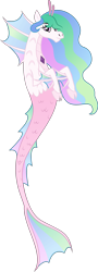 Size: 1713x4772 | Tagged: safe, artist:stellardusk, derpibooru import, princess celestia, siren, series:creature-verse, commission, female, females only, gem, royalty, simple background, siren gem, sirenified, solo, species swap, transparent background