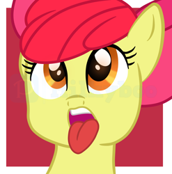 Size: 5136x5208 | Tagged: safe, alternate version, artist:milkyboo898, derpibooru import, apple bloom, earth pony, pony, ahegao, alternate character, bust, open mouth, solo, tongue, tongue out