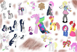 Size: 1095x730 | Tagged: safe, artist:maryanam, derpibooru import, apple bloom, babs seed, derpy hooves, limestone pie, marble pie, pinkie pie, oc, oc:minkie pie, anthro, earth pony, human, lizard, pegasus, pony, unguligrade anthro, fanfic:cupcakes, fanfic:muffins, angry, apple, apple bloom's bow, baka, balloon, bipedal, blood, blushing, bow, clothes, cross-popping veins, crying, cutie mark dress, cutie mark on clothes, derp, dress, ears, emanata, eyes closed, fake horn, fake wings, fanfic art, female, filly, floppy ears, foal, food, hair bow, heart, hoodie, humanized, knife, lock, mare, muffin, padlock, pinkamena diane pie, sad, scarf, shirt, shoes, signature, simple background, skirt, smiling, socks, spread wings, tsundere, two sides, unamused, white background, wings