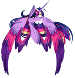 Size: 4195x4358 | Tagged: safe, artist:darkjillmlp123, derpibooru import, twilight sparkle, twilight sparkle (alicorn), alicorn, pony, absurd resolution, colored wings, multicolored wings, rainbow power, simple background, solo, transparent background, wings