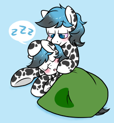 Size: 1110x1199 | Tagged: safe, artist:paperbagpony, derpibooru import, oc, oc:dapples, oc:dot, blanket, onomatopoeia, siblings, sleeping, sound effects, twins, zzz