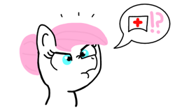 Size: 600x380 | Tagged: artist needed, source needed, safe, derpibooru import, nurse redheart, angry, hatless, missing accessory, scrunchy face, simple background, solo, white background