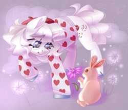 Size: 4096x3506 | Tagged: safe, artist:irinamar, derpibooru import, oc, oc only, pony, rabbit, unicorn, animal, flower, solo