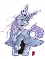 Size: 2232x2921 | Tagged: safe, alternate version, artist:raph13th, derpibooru import, twilight sparkle, twilight sparkle (alicorn), alicorn, empress of magic twilight, traditional art, watercolor painting