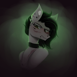 Size: 2048x2048 | Tagged: safe, artist:neonbugzz, derpibooru import, oc, oc:pen break, earth pony, pony, angry, bust, looking at you, portrait