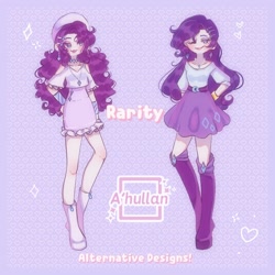 Size: 1900x1900 | Tagged: safe, artist:ahullan, derpibooru import, rarity, human, equestria girls, boots, ear piercing, earring, female, hairclip, hat, jewelry, necklace, no nose, piercing, shoes, solo