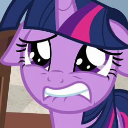 Size: 717x718 | Tagged: safe, derpibooru import, screencap, twilight sparkle, twilight sparkle (alicorn), alicorn, pony, friendship university, cropped, ears, female, floppy ears, lip bite, mare, solo